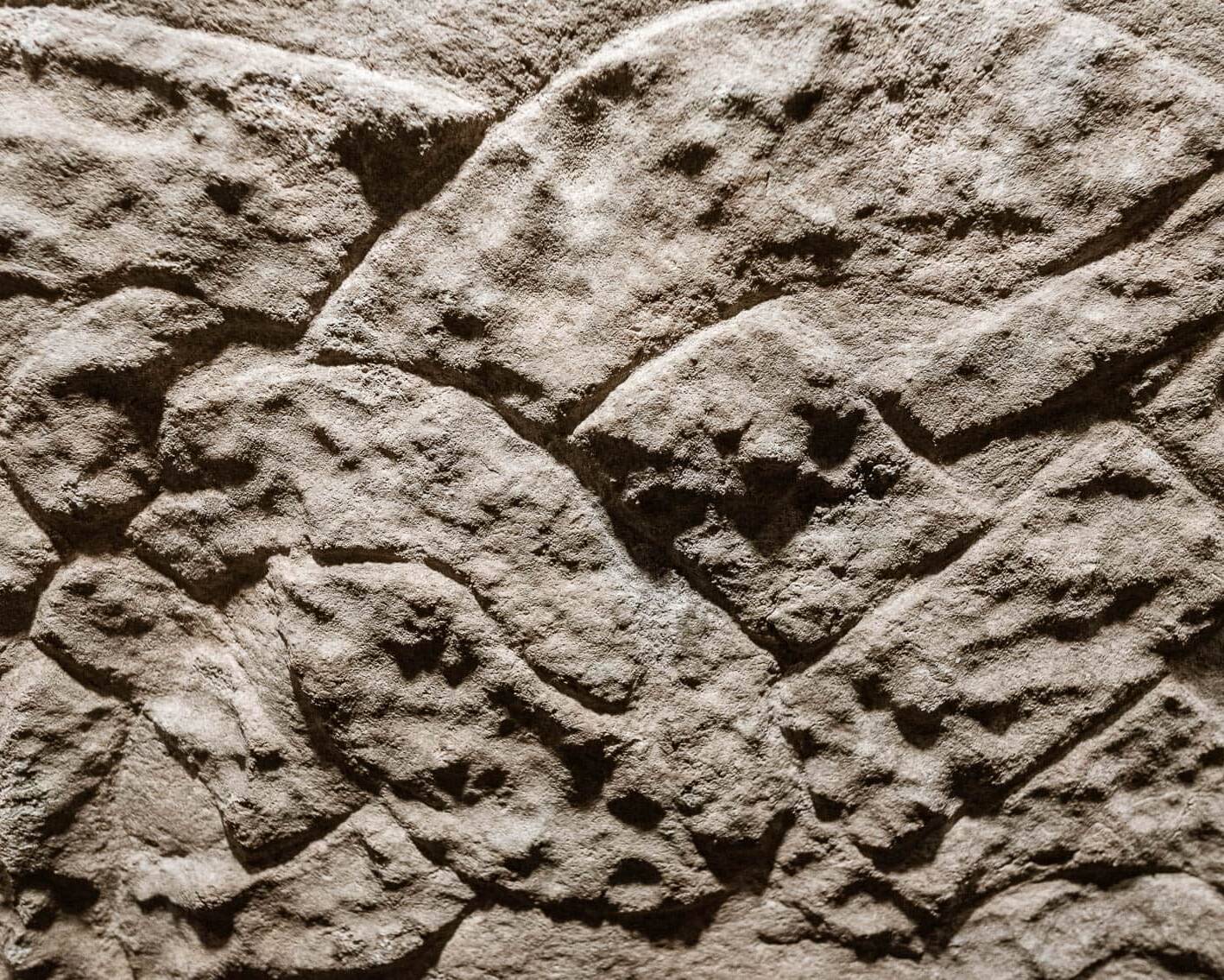 Detalj från gravhäll på Örberga Stenmuseum.
